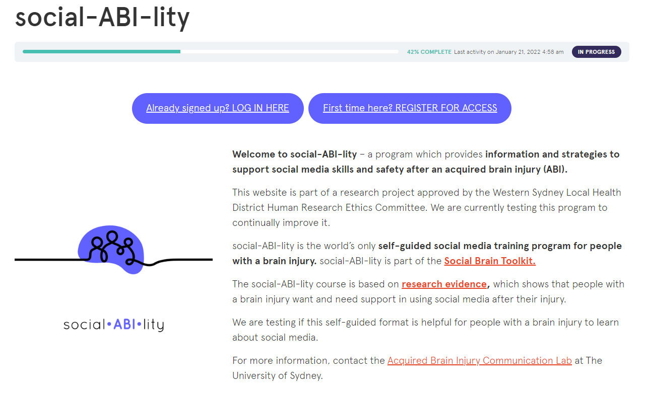 Developing social-ABI-lity – an online program to support social media use after brain injury